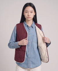 Gilet matelassé doublé sherpa à col V