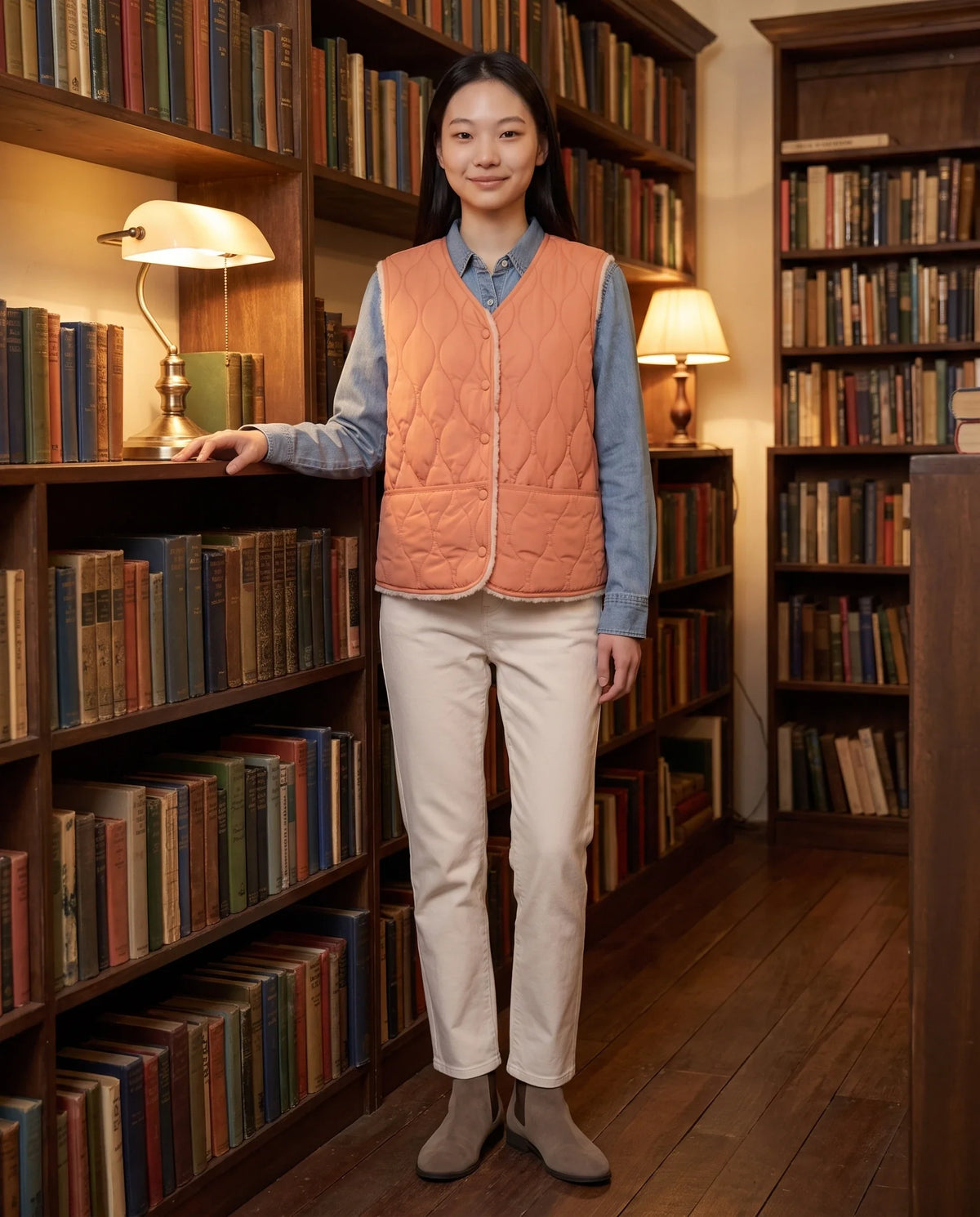 Gilet matelassé doublé sherpa à col V
