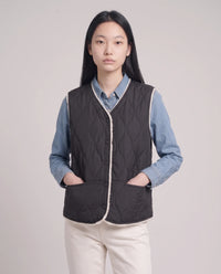 Gilet matelassé doublé sherpa à col V