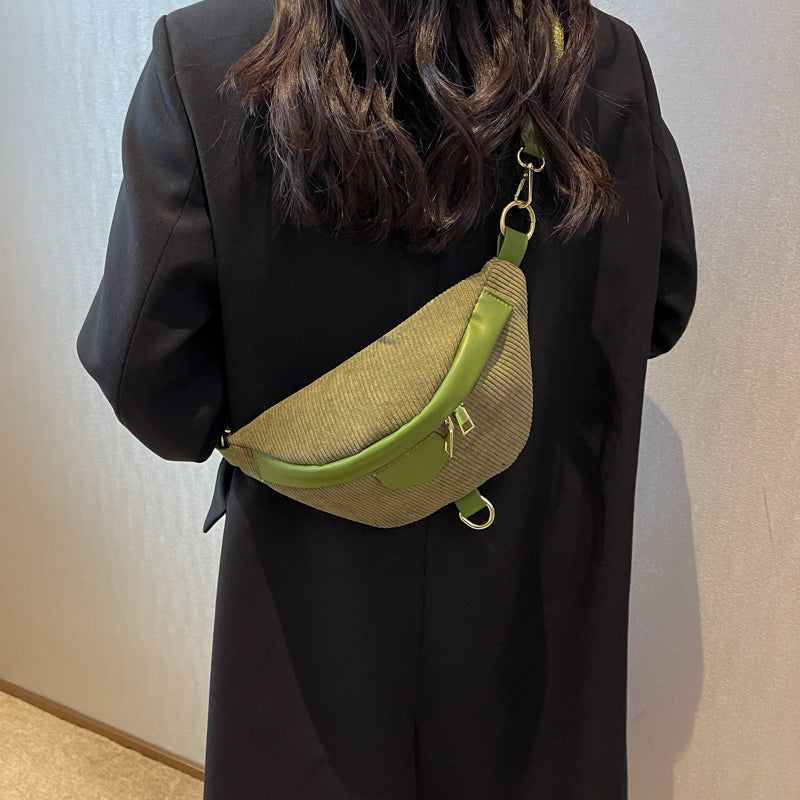 Sac banane en velours côtelé à bandoulière amovible