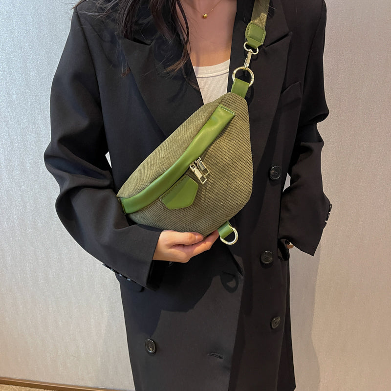 Sac banane en velours côtelé à bandoulière amovible