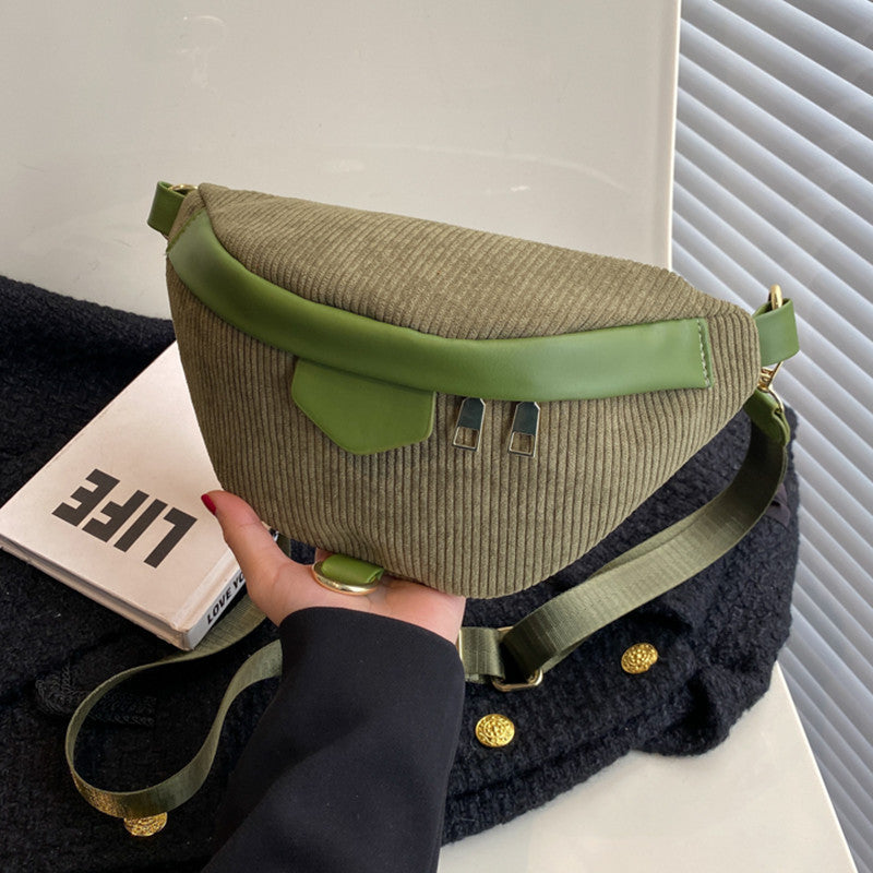 Sac banane en velours côtelé à bandoulière amovible