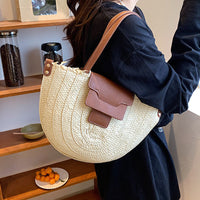 Sac cabas en paille à fermeture zippée