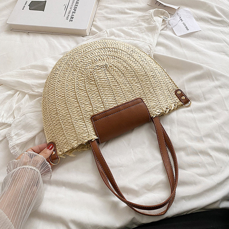 Sac cabas en paille à fermeture zippée