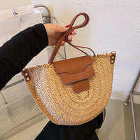 Sac cabas en paille à fermeture zippée
