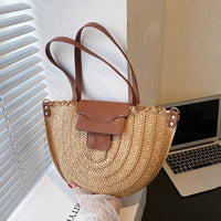 Sac cabas en paille à fermeture zippée