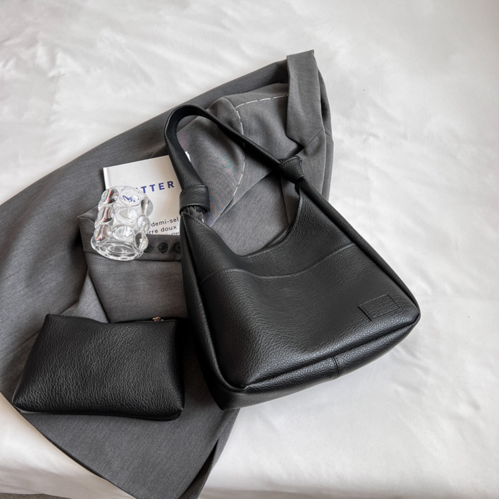 Sac hobo en simili cuir grainé avec pochette zippée