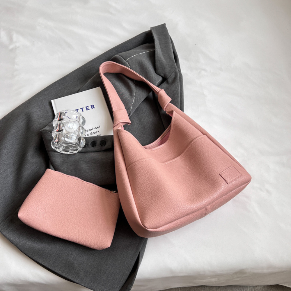 Sac hobo en simili cuir grainé avec pochette zippée