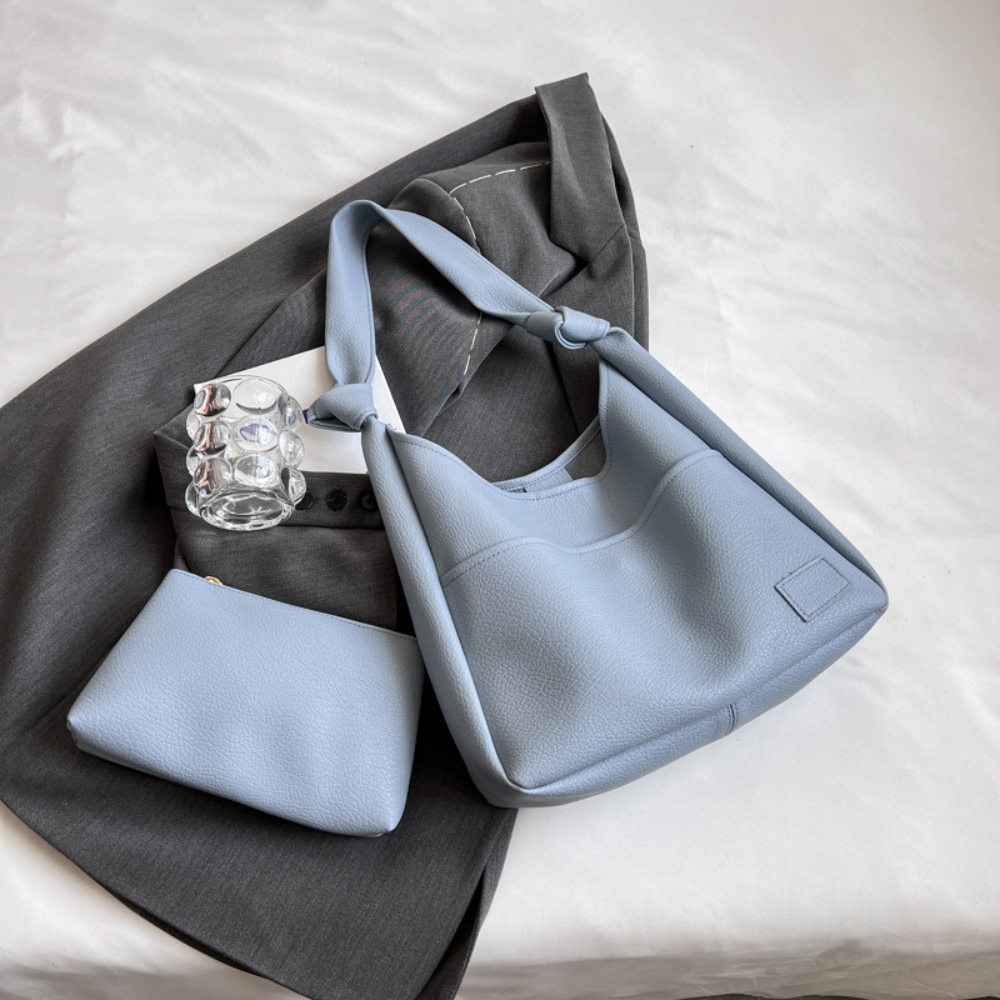 Sac hobo en simili cuir grainé avec pochette zippée