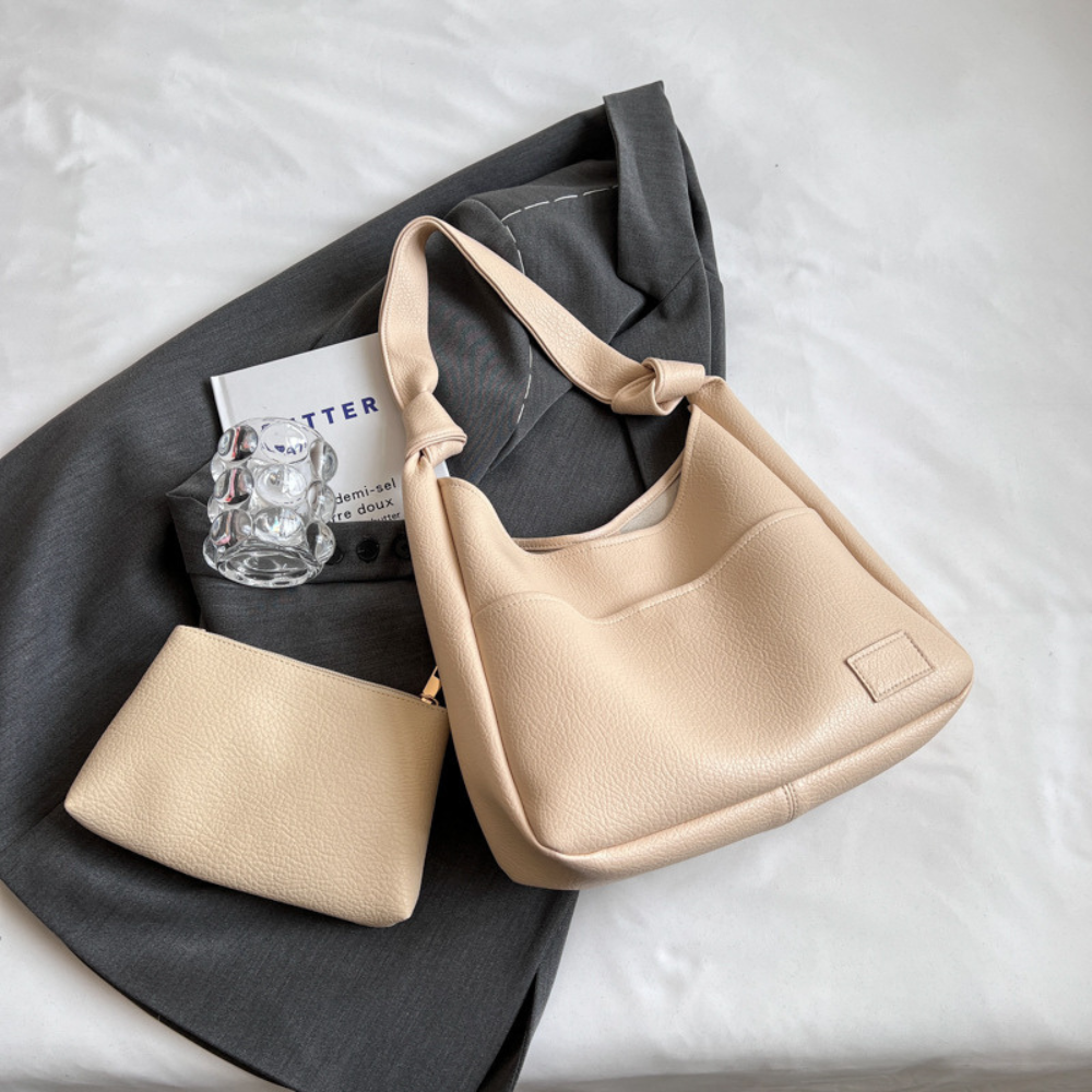 Sac hobo en simili cuir grainé avec pochette zippée