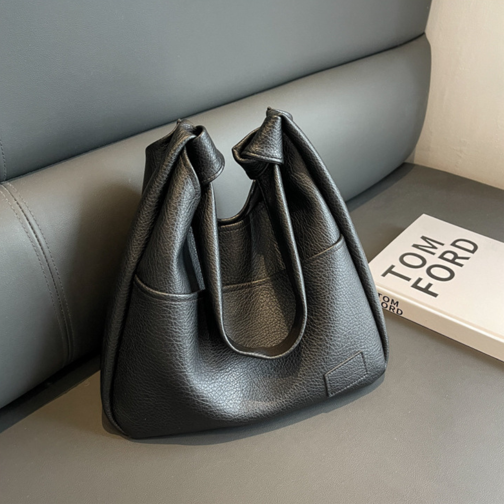 Sac hobo en simili cuir grainé avec pochette zippée