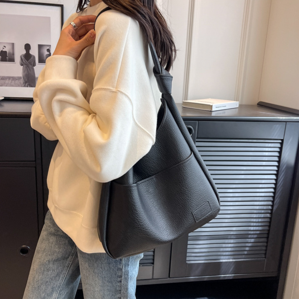 Sac hobo en simili cuir grainé avec pochette zippée
