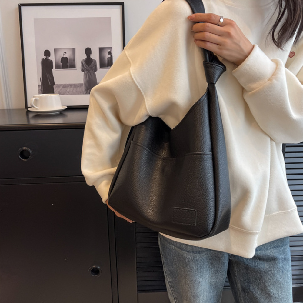 Sac hobo en simili cuir grainé avec pochette zippée