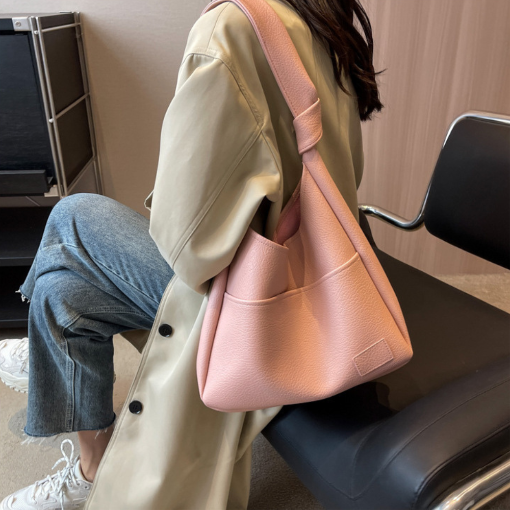 Sac hobo en simili cuir grainé avec pochette zippée