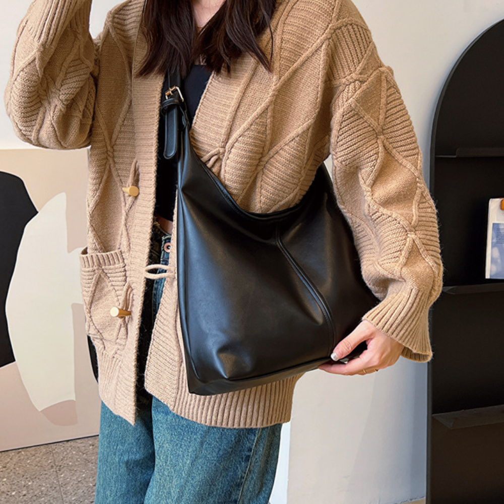 Sac hobo en simili cuir à fermeture magnétique