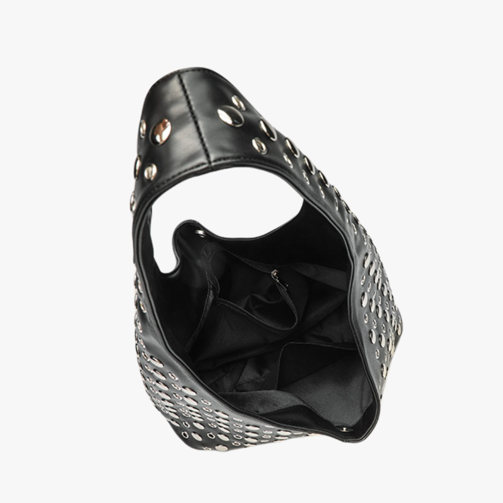 Sac hobo en simili cuir à rivets métalliques