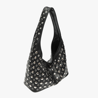 Sac hobo en simili cuir à rivets métalliques