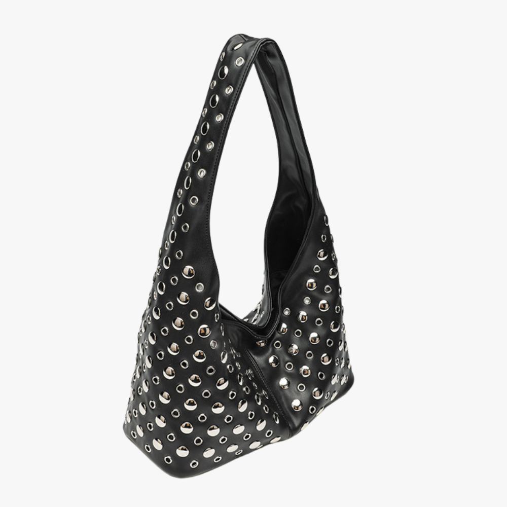 Sac hobo en simili cuir à rivets métalliques