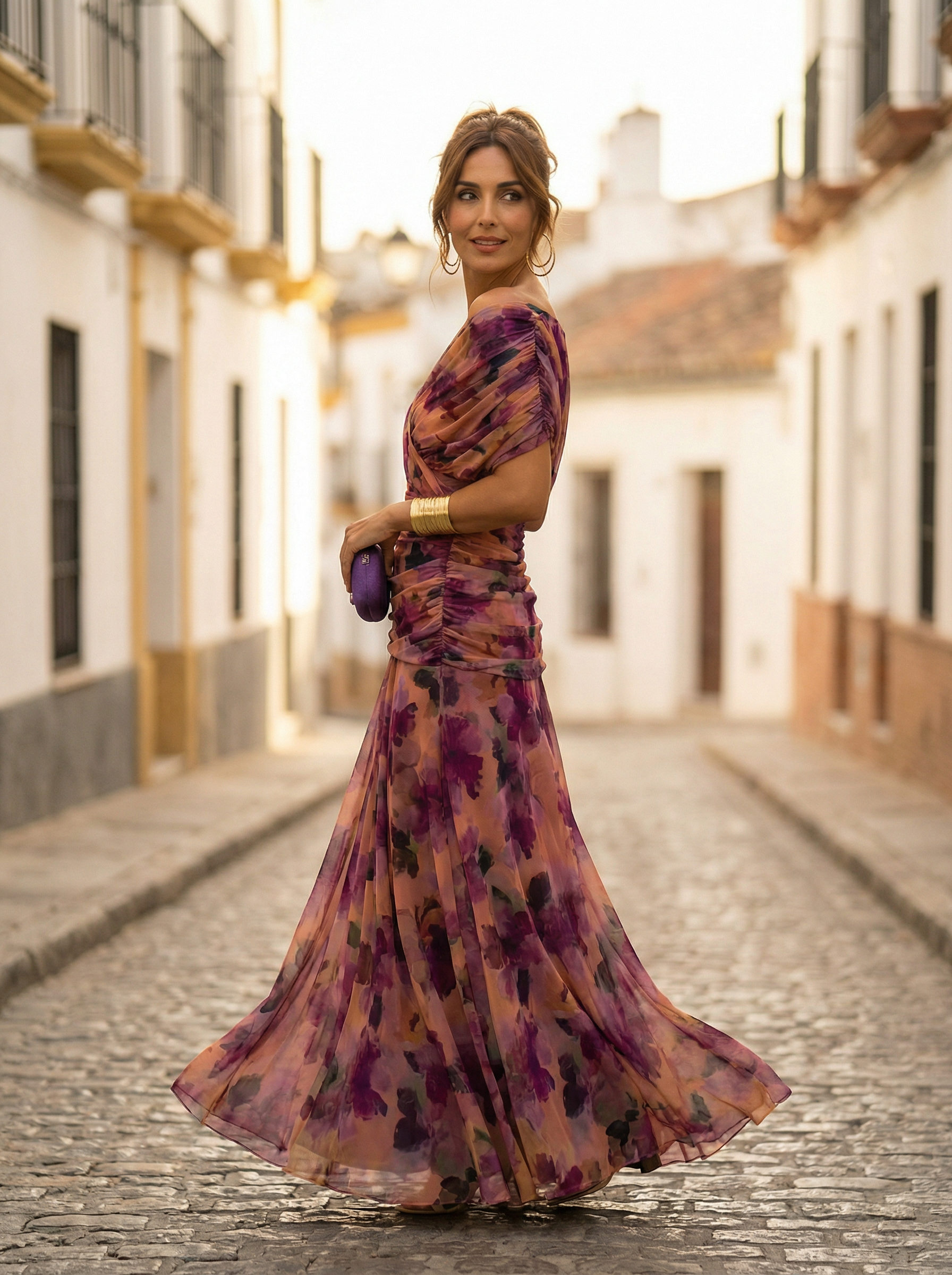 Robe Longue Femme Col Bardot de Soirée