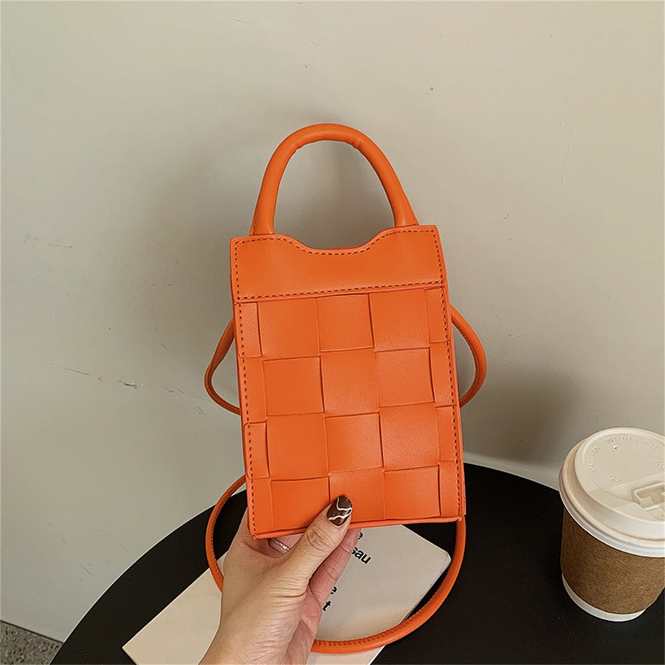 Mini sac à main tressé en simili cuir