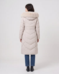 Parka longue cintrée à capuche fourrure