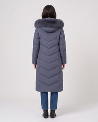 Parka longue cintrée à capuche fourrure