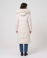 Parka longue cintrée à capuche fourrure