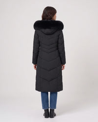 Parka longue cintrée à capuche fourrure