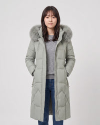 Parka longue cintrée à capuche fourrure