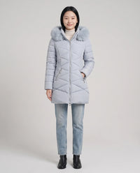 Parka mi-longue cintrée à capuche fourrure