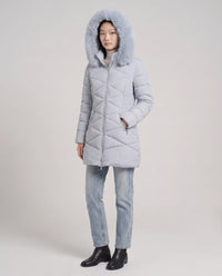 Parka mi-longue cintrée à capuche fourrure