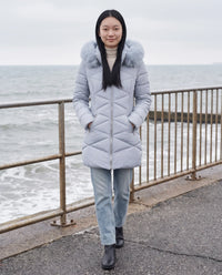 Parka mi-longue cintrée à capuche fourrure