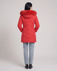 Parka mi-longue cintrée à capuche fourrure