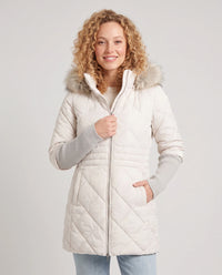 Parka mi-longue matelassée à manches tricot