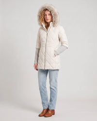 Parka mi-longue matelassée à manches tricot