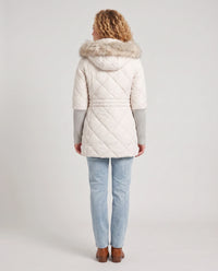 Parka mi-longue matelassée à manches tricot