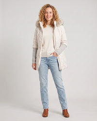 Parka mi-longue matelassée à manches tricot