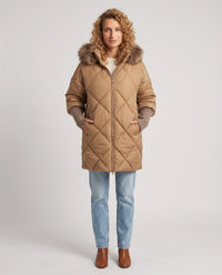 Parka mi-longue matelassée à manches tricot