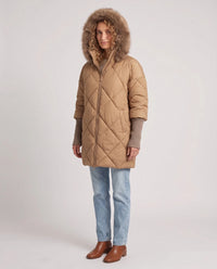 Parka mi-longue matelassée à manches tricot