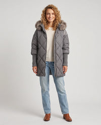 Parka mi-longue matelassée à manches tricot