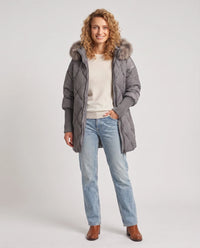 Parka mi-longue matelassée à manches tricot