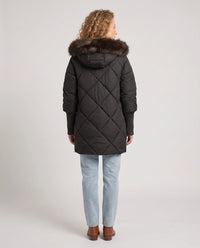Parka mi-longue matelassée à manches tricot