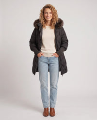 Parka mi-longue matelassée à manches tricot