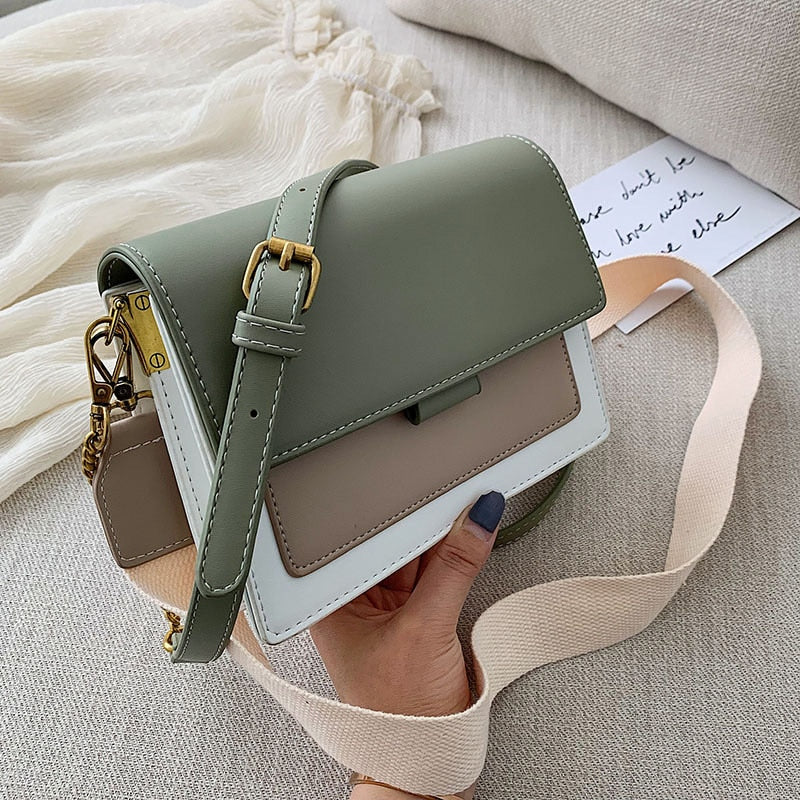 Mini sac bandoulière bicolore en simili cuir