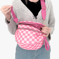 Sac bandoulière à damier en nylon déperlant