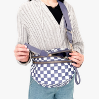 Sac bandoulière à damier en nylon déperlant