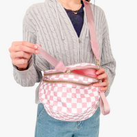Sac bandoulière à damier en nylon déperlant