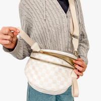Sac bandoulière à damier en nylon déperlant