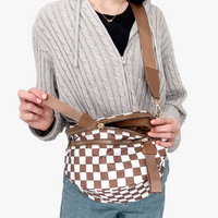 Sac bandoulière à damier en nylon déperlant