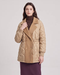 Veste matelassée mi-longue à grand col tailleur